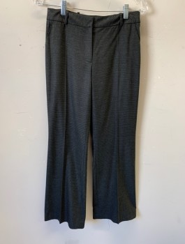 CLASSIQUES ENTIER, Dk Gray, Polyester, Viscose, Grid , Slacks, Mid Rise, Boot Cut, 1" Wide Self Waistband, Zip Fly, Belt Loops, 4 Pockets