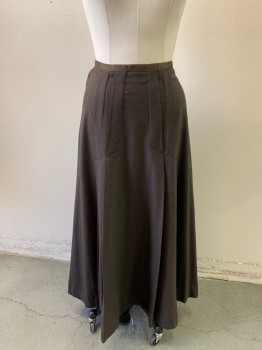 NL, Brown, Wool, Solid, Full Length, Horizontal Front Pleats ,sewn Down 10 '' From Waste