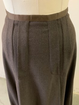 NL, Brown, Wool, Solid, Full Length, Horizontal Front Pleats ,sewn Down 10 '' From Waste