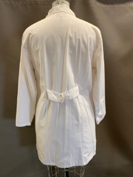 Womens, Lab Coat Women, DRESS A MED, White, Poly/Cotton, Solid, XL, Notched Lapel, 6 Bttns, 2 Pckts, Belted Back with 2 Bttns,