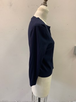 ANN TAYLOR, Navy Blue, Polyester, Viscose, Solid, L/S, CN, Buttons