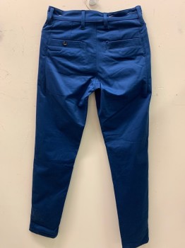 G STAR RAW, Blue, Cotton, Solid, F.F, Zip Front, 4 Pockets,