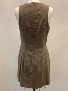 Womens, Dress, Piece 1, MARIA BIANCA NERO, Taupe, Silver, Silk, Polyester, 2 Color Weave, Dress - Boat Neckline, Zip Back, A-Line, Hem Above Knee