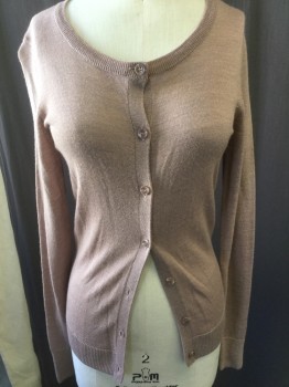 THE LIMITED, Dusty Rose Pink, Wool, Acrylic, Solid, Knit, Scoop Neck, B.F., L/S