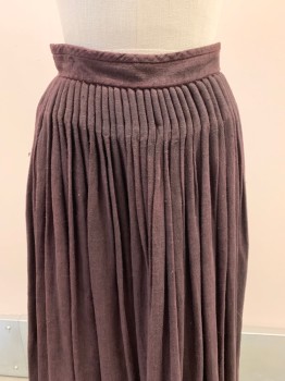 Womens, Historical Fiction Skirt, MTO, Brown, Wool, W24, Pleated Waist, A-Line, Floor Length Hem, Button Back