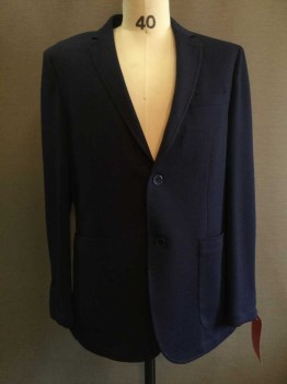 Mens, Sportcoat/Blazer, VINCE CAMUTO, Navy Blue, Synthetic, Navy ,honey Comb Texture, Notched Lapel, 2 Pockets,
