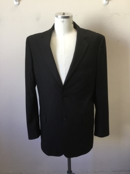 CARLO LUSSO, Black, Wool, Solid, Sportcoat - 2 Button Single Breasted, 3 Pockets, 2 Slits at Back
