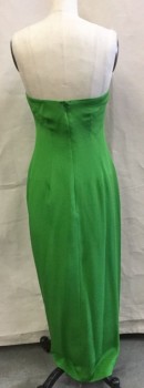 MTO, Kelly Green, Polyester, Solid, Strapless, Back Zipper, Front Side Slit, Floor Length, Built in Corset