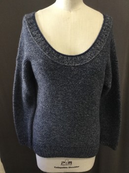 Womens, Pullover, CLUB MONACO, Black, Gray, Cashmere, Solid, XS, Heathered Blue, Ballet Neck,