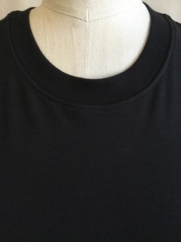 ATM, Black, Cotton, Spandex, Solid, Crew Neck, Sleeveless, Side Gathered
