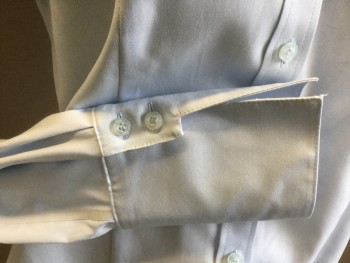 CALVIN KLEIN, Ice Blue, Cotton, Solid, Button Front, Long Sleeves, Collar Attached, 2 Button Cuffs with Flair