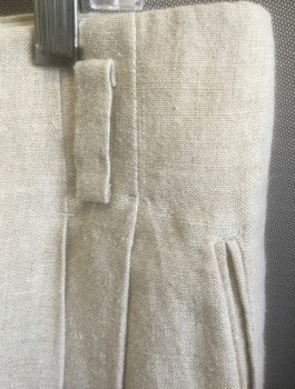 Mens, Suit, Pants, J.C.AMBER, Oatmeal Brown, Linen, Solid, Ins:31, W:36, Double Pleated Hollywood Waist, Zip Fly, 4 Pockets, Full/Relaxed Leg Tapered at Ankles