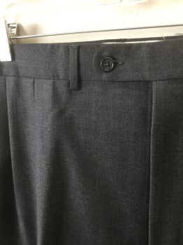 JACK VICTOR, Gray, Wool, Solid, Double Pleated, Button Tab Waist, Zip Fly, 4 Pockets