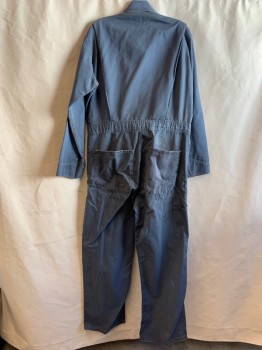 Mens, Coveralls Men, RED KAP, Blue-Gray, Cotton, Solid, 38, Long Sleeves, 8 Pockets, Button Front, Collar Attached, Button Cuff