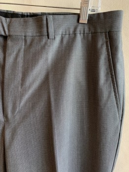 KENNETH COLE, Gray, Dk Gray, Wool, 2 Color Weave, SUIT PANTS, Flat Front, 4 Pockets, Belt Loops, Zip Fly
