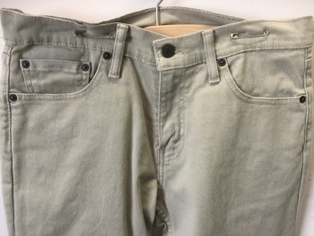 Mens, Casual Pants, LEVI'S, Khaki Brown, Cotton, Elastane, Solid, 31/32, Flat Front, Jean Style 5 Pockets,  Belt Loops, Crotch Reinforcement