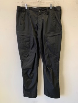 5.11 TACTICAL, Black, Poly/Cotton, Solid, Tactical Pants, Elastic Side Waistband, Belt Loops, Zip Fly, 6 Pckts, 2 Cargo Pckts