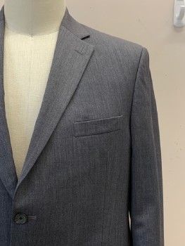 SAVILLE ROW, Dk Gray, Gray, Wool, Heathered, 2 Buttons, SB. Notched Lapel, 2 Flap Pockets, 1 Welt Chest Pocket, Back Side Vents