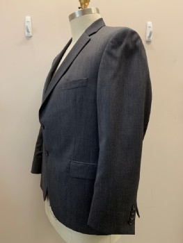 SAVILLE ROW, Dk Gray, Gray, Wool, Heathered, 2 Buttons, SB. Notched Lapel, 2 Flap Pockets, 1 Welt Chest Pocket, Back Side Vents