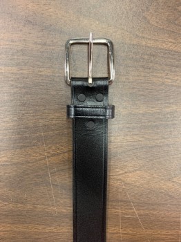 CHAMBERS, Black, Leather, Solid, Silver Open Buckle