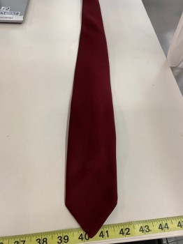 Mens, Tie, GIVENCHY, Red Burgundy, Polyester, Solid, O/S, Four in Hand