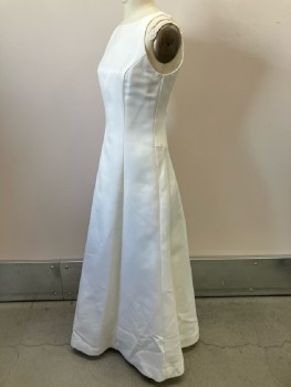 Womens, Wedding Gown, JESSICA MC CLINTOCK, Pearl White, Polyester, Solid, 8, Jewel Neckline, Sleeveless, Vertical Seams, Back Zip With Self Cover Buttons