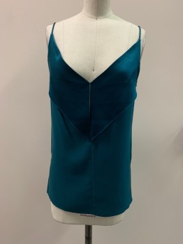 Womens, Top, DION LEE, Emerald Green, Silk, Solid, 2, V-N, Flap On Front And Back,