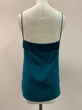 DION LEE, Emerald Green, Silk, Solid, V-N, Flap On Front And Back,