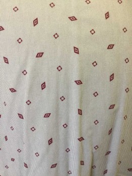 N/L, White, Gray, Maroon Red, Cotton, Stripes, Diamonds, Gray and White Stripe with Maroon Diamond Pattern, Open Back, Short Sleeve, White Twill Tape Double Tie Back