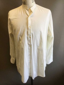 N/L, Off White, Cotton, Solid, Long Sleeve Button Front, Band Collar, Reproduction, Multiples,