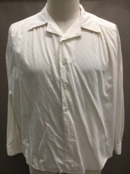 Mens, Historical Fiction Shirt, PAUL SAMUEL, Ivory White, Cotton, Solid, XL, Long Sleeves, Yoke, Button Front, Collar Attached, Colonial, Western