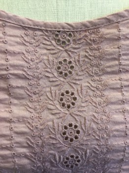 GAP, Dusty Rose Pink, Cotton, Solid, Ballet Neck, 3/4 Sleeves W/crochet Cuff, Eyelet Pattern
