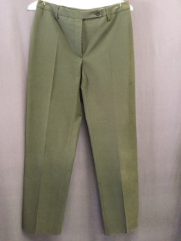 Womens, Slacks, PRADA, Olive Green, Polyester, Rayon, Solid, W:29, Flat Front, Front Crease