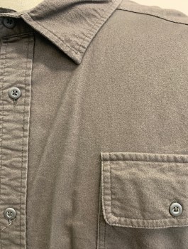 MOUNTAIN KHAKIS, Brown, Cotton, Solid, Brushed Cotton, Long Sleeve Button Front, Collar Attached, 2 Patch Pockets with Button Flap Closures