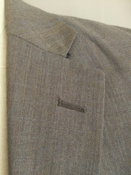 PAUL FREDRICK, Taupe, Wool, Elastane, 2 Color Weave, Single Breasted, 2 Buttons,  3 Box Pleat Patch Pockets, Notched Lapel, 2 Back Vents,  Has a Yellow to Purple Hue, Half Lining, Retro 1940's-1950's, Double See FC046860