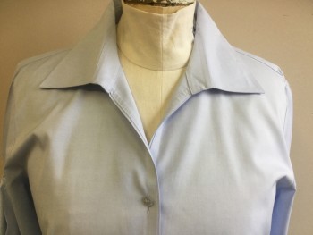 JONES NEW YORK, French Blue, Cotton, Solid, Button Front, Long Sleeves, Collar Attached, Wide Cuffs with 3 Buttons,