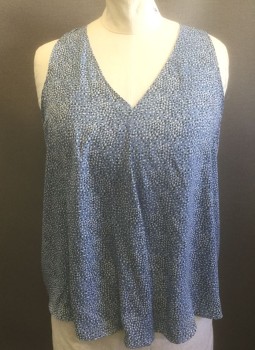 N/L, Periwinkle Blue, Black, White, Polyester, Abstract , Dots, Crepe, Sleeveless, V-neck,