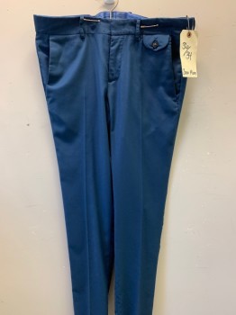 ZARA, Blue, Polyester, Rayon, Solid, Flat Front, 5 Pockets,