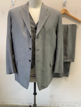 SIAM COSTUMES , Gray, Lavender Purple, Wool, Stripes - Pin, Single Breasted, 3 Buttons, Notched Lapel, 3 Pockets, Made To Order