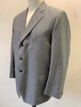 SIAM COSTUMES , Gray, Lavender Purple, Wool, Stripes - Pin, Single Breasted, 3 Buttons, Notched Lapel, 3 Pockets, Made To Order