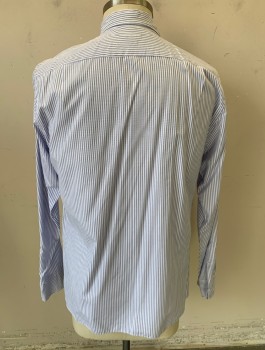 J.CREW, Lt Blue, White, Cotton, Stripes - Vertical , Long Sleeve Button Front, Collar Attached, Button Down Collar, 1 Patch Pocket