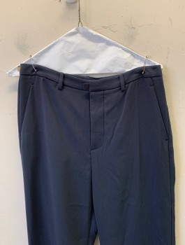 VINCE, Graphite Gray, Acetate, Polyester, Solid, Crepe, High Waist, Wide Leg, Zip Fly, 5 Pockets Including Watch Pocket, Belt Loops