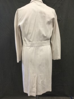 LANDAU, Off White, Poly/Cotton, Solid, Single Breasted, 5 Frog/Loop Front Closure, 3 Pockets, Notched Lapel, Mens, Back Belt Waistband with Pleats