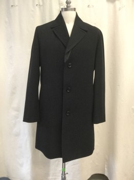 Mens, Coat, Overcoat, BOSS, Charcoal Gray, Black, Wool, Nylon, 40R, Notched Lapel, 3 Button Front, 2 Pockets on Wool Side, 2 Pockets on Nylon Side, Back Vent.
Barcode in Right Pocket on Nylon Side