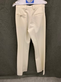 N/L, Cream, Polyester, Solid, Flat Front, Zip Fly, 4 Pockets, Belt Loops,