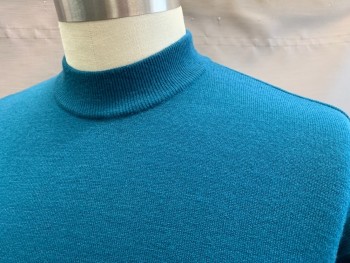 MARQUIS, Teal Green, Acrylic, Solid, Ribbed Knit Mock Neck, Long Sleeves, Ribbed Knit Cuff/Waistband