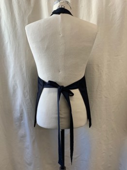 NL, Denim Blue, Cotton, Velcro Straps on Neck, Ribbon Waist Tie Back Straps, 2 Front Pockets