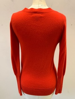 Womens, Pullover, J CREW, Red, Cashmere, Solid, XXS, Knit, Deep V-neck, Long Sleeves