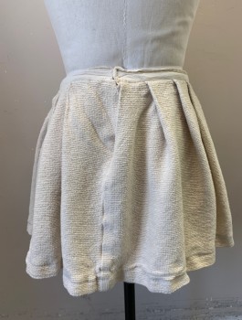 Mens, Historical Fiction Skirt, N/L MTO, Cream, Cotton, Solid, W:30, Greek/Roman, Coarsely Woven, Pleated, 1" Wide Muslin Waistband, Short Above Knee Length, Hook & Bar Closure at Back Waist, Made To Order, Multiples