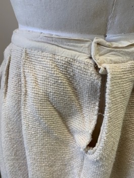 Mens, Historical Fiction Skirt, N/L MTO, Cream, Cotton, Solid, W:30, Greek/Roman, Coarsely Woven, Pleated, 1" Wide Muslin Waistband, Short Above Knee Length, Hook & Bar Closure at Back Waist, Made To Order, Multiples